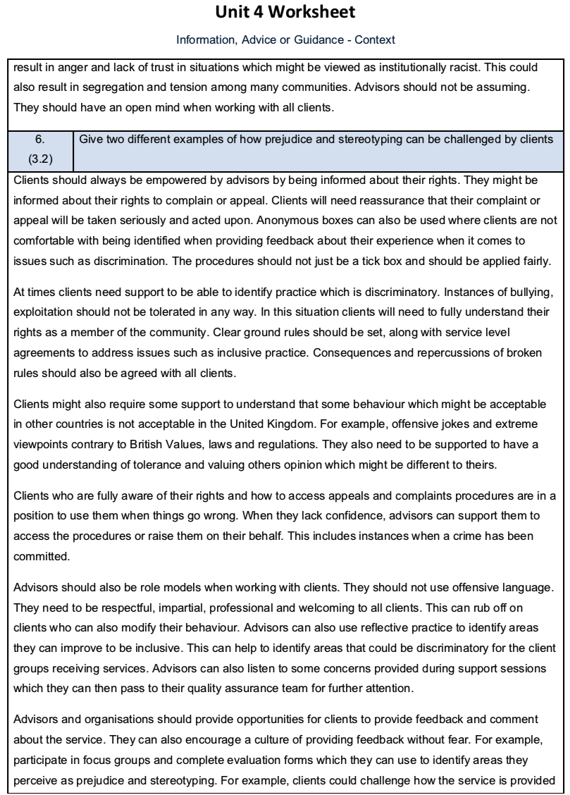 iag level 2 answers unit 4